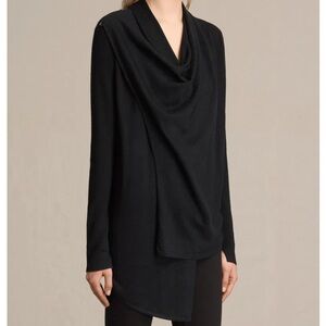 All Saints Draped Black Zipper Cardigan size 2